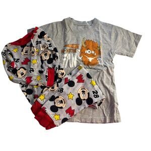 Disney Mickey Mouse Pajamas Set 4T Wes and Willy Toddler Boy Monster Fun Tee 3T